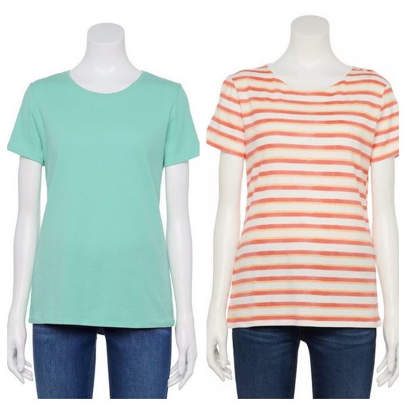 Lot of 2 Croft & Barrow Essential Crewneck Tee XXL - Picture 1 of 3